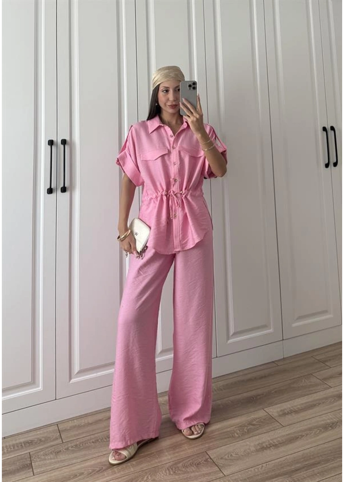 Rey Beli Büzgülü İthal Pembe Takım