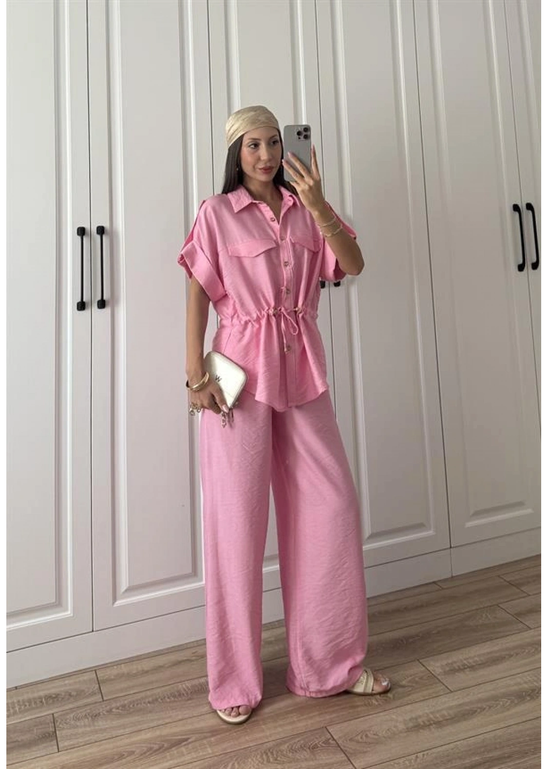 Rey Beli Büzgülü İthal Pembe Takım