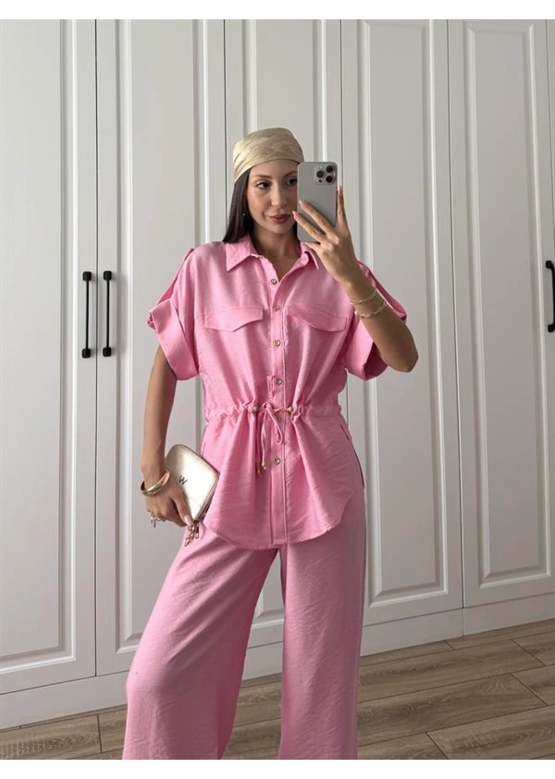 Rey Beli Büzgülü İthal Pembe Takım