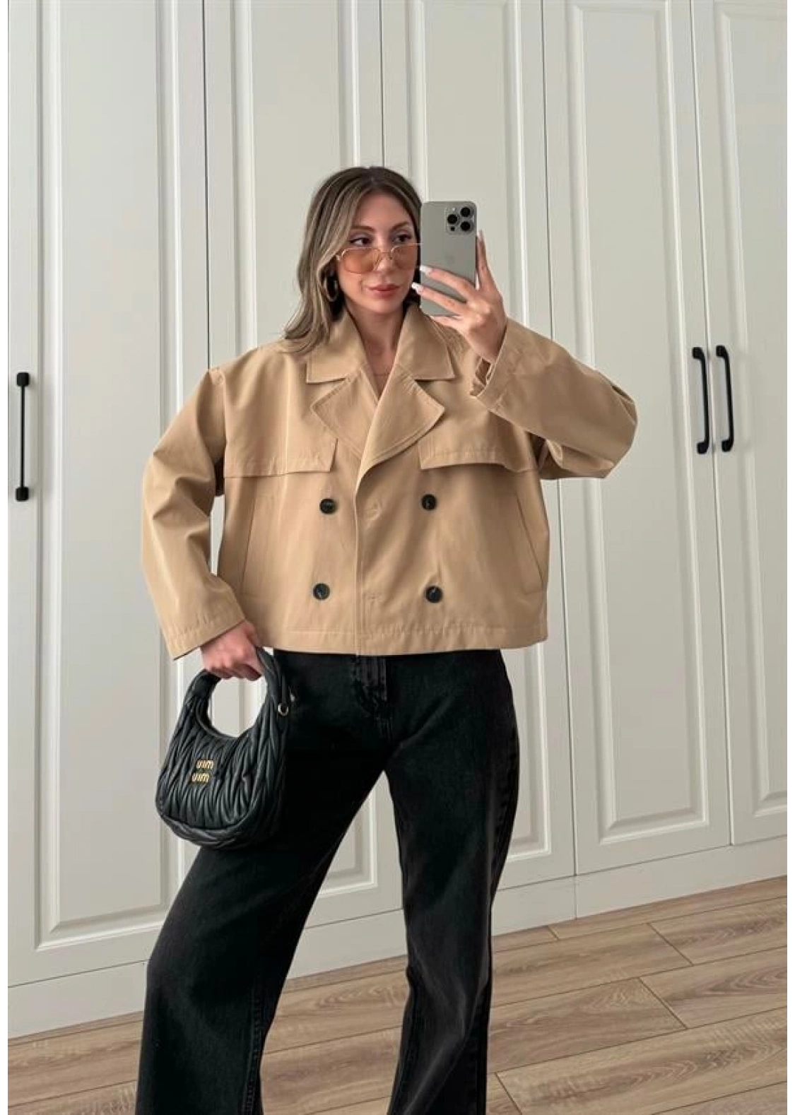 Riva Zr Model Kısa Bej Trençkot