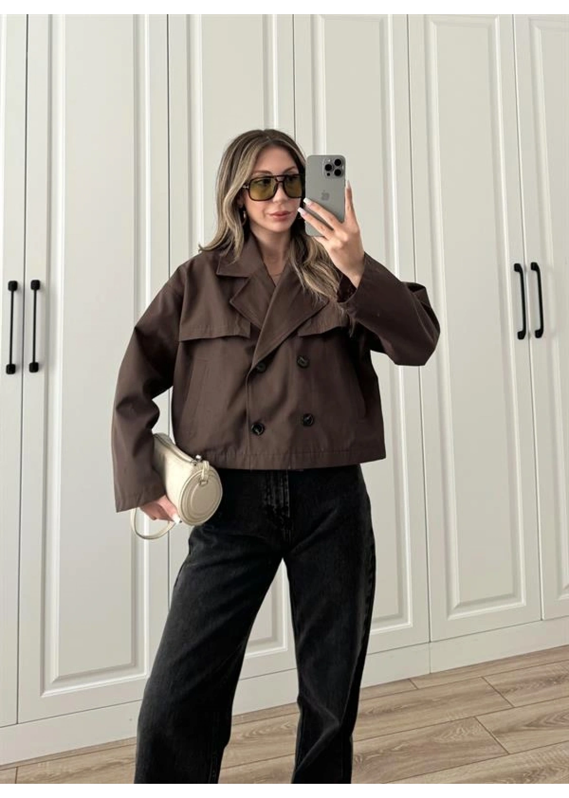 Riva Zr Model Kısa Kahve Trençkot