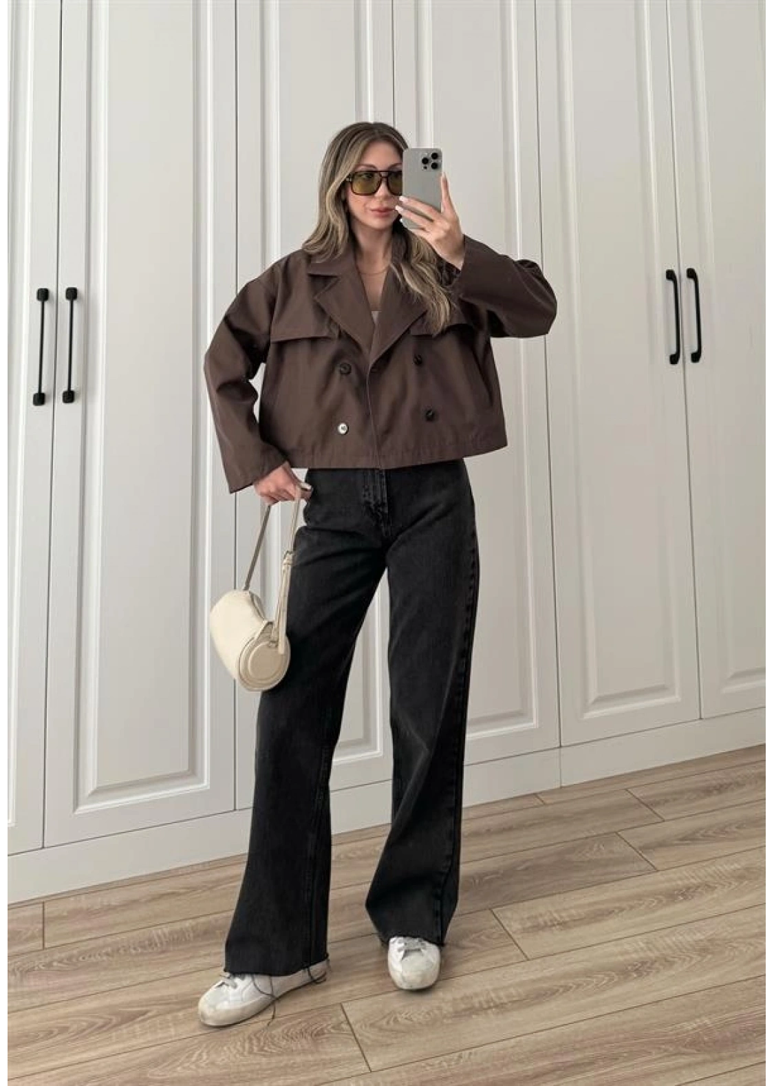 Riva Zr Model Kısa Kahve Trençkot