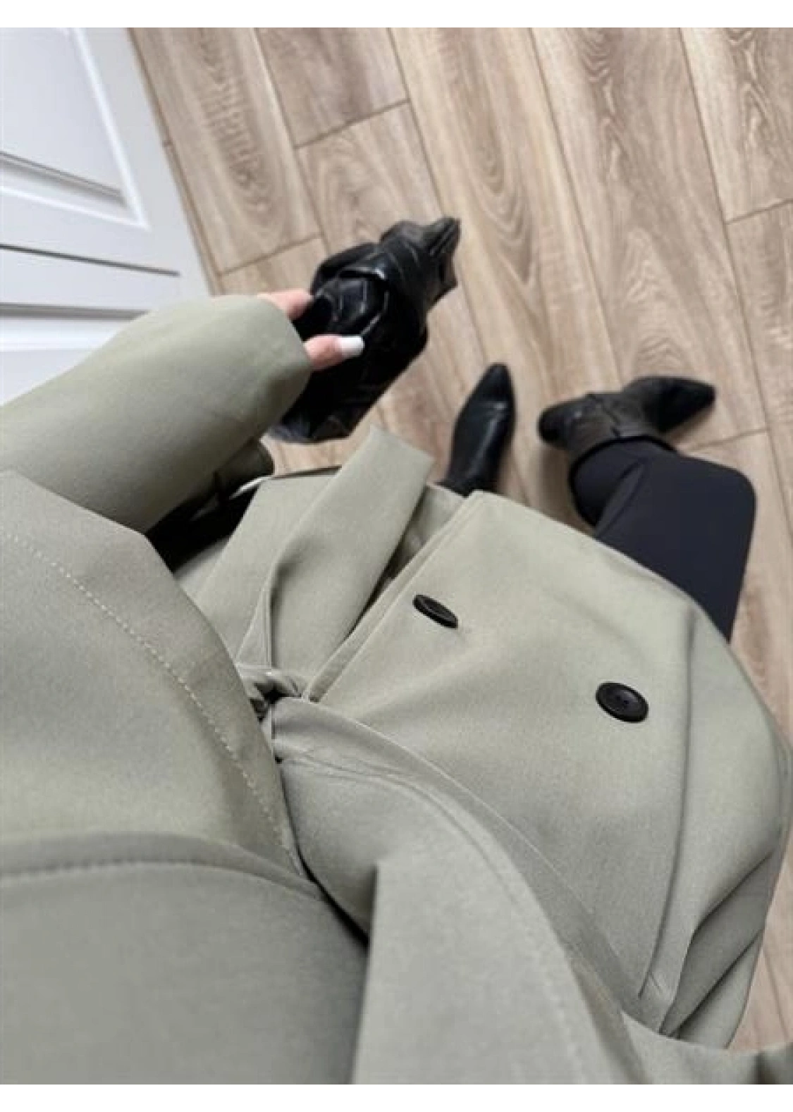 Rose Oversize Kuşaklı Haki Trençkot