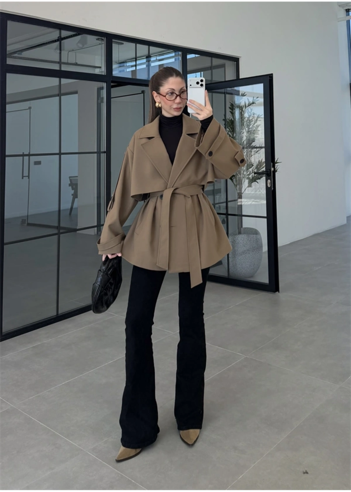 Rose Oversize Kuşaklı Karamel Trençkot