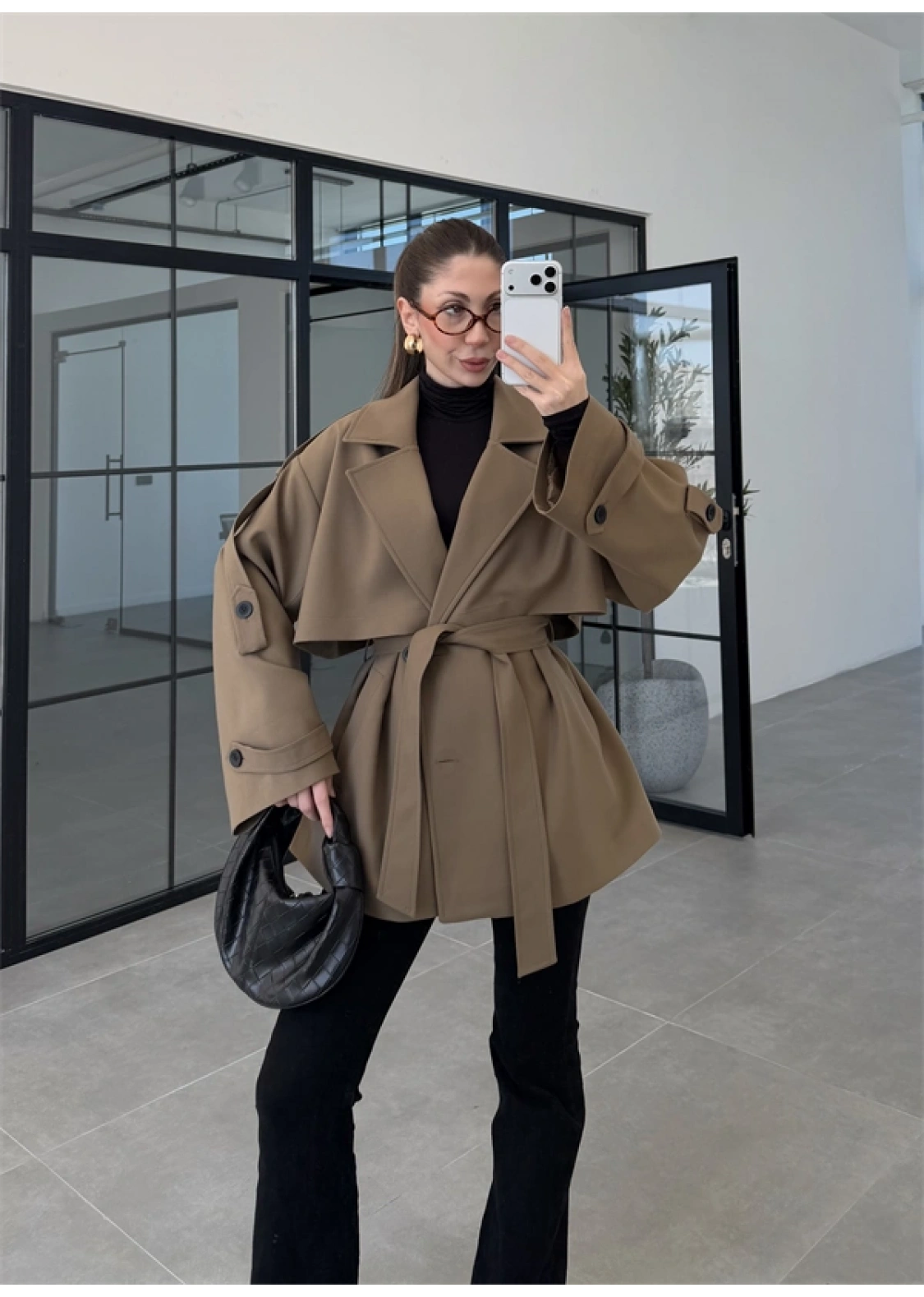 Rose Oversize Kuşaklı Karamel Trençkot