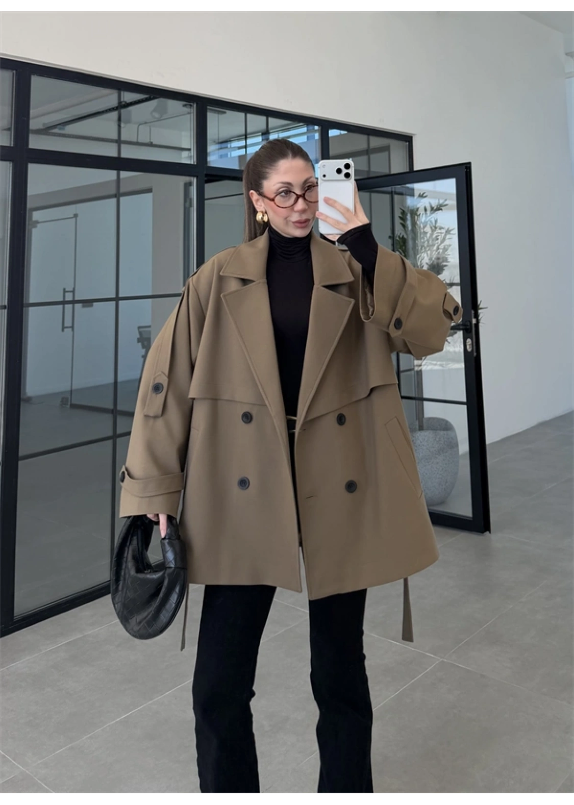 Rose Oversize Kuşaklı Karamel Trençkot