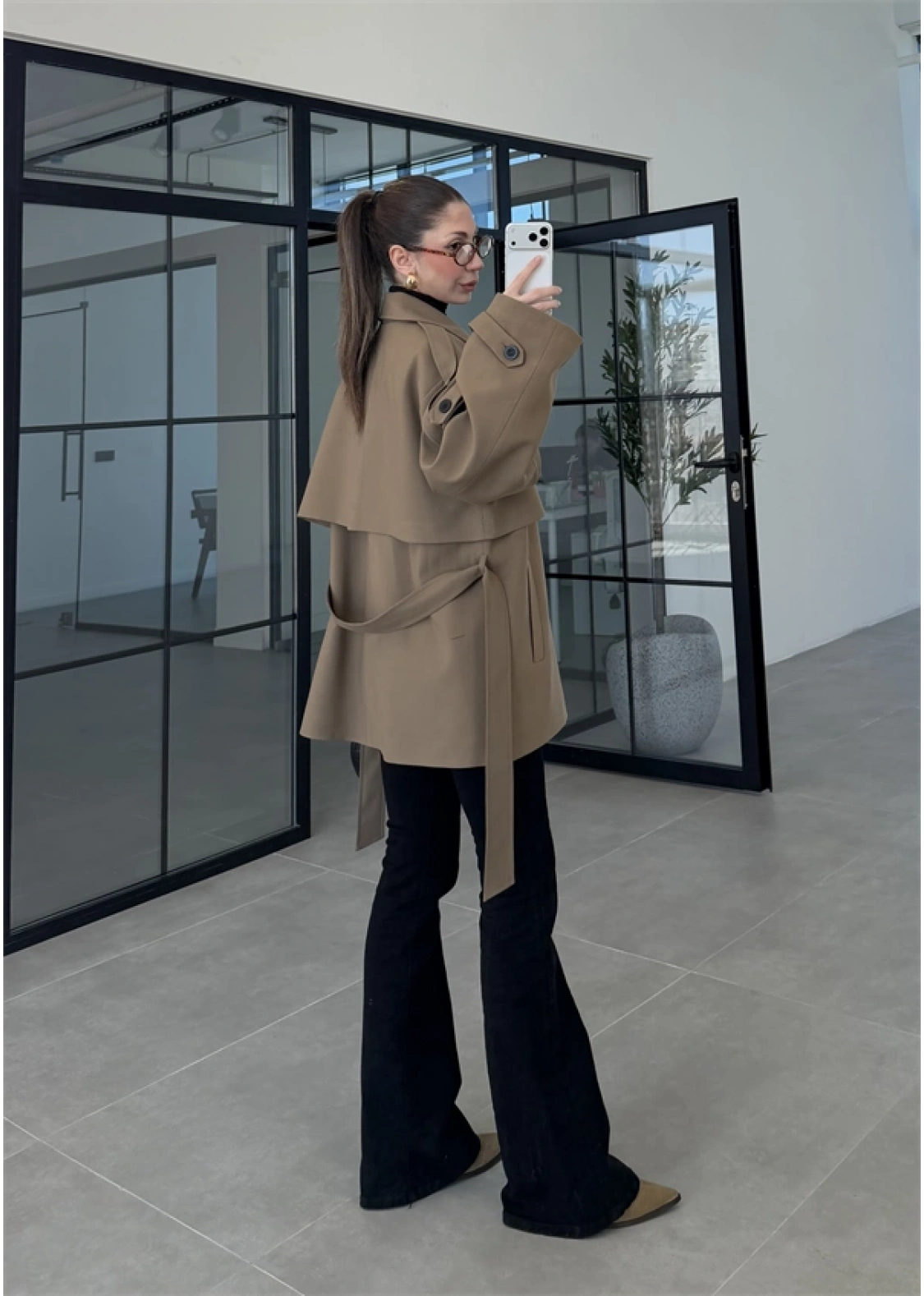 Rose Oversize Kuşaklı Karamel Trençkot