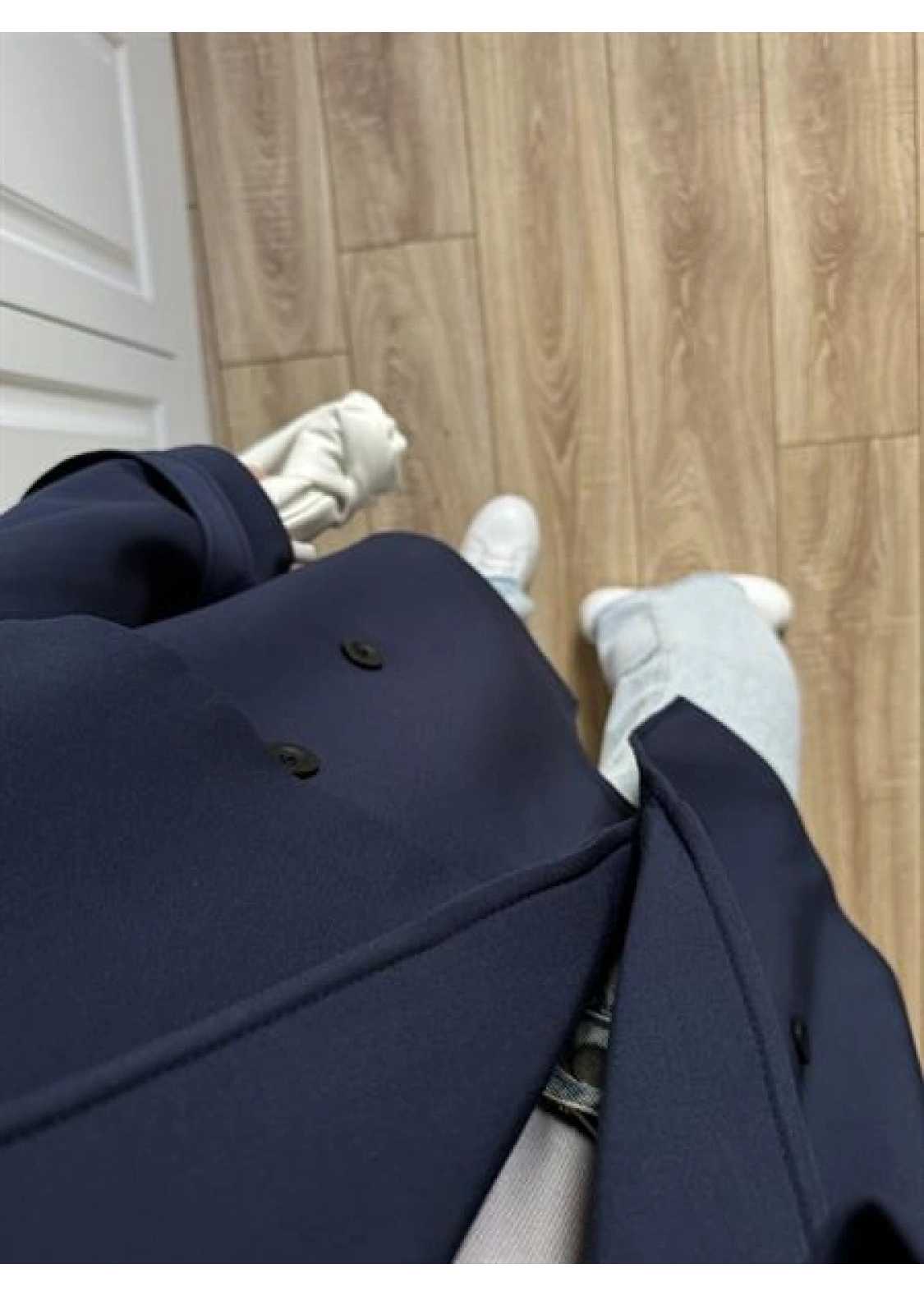 Rose Oversize Kuşaklı Lacivert Trençkot