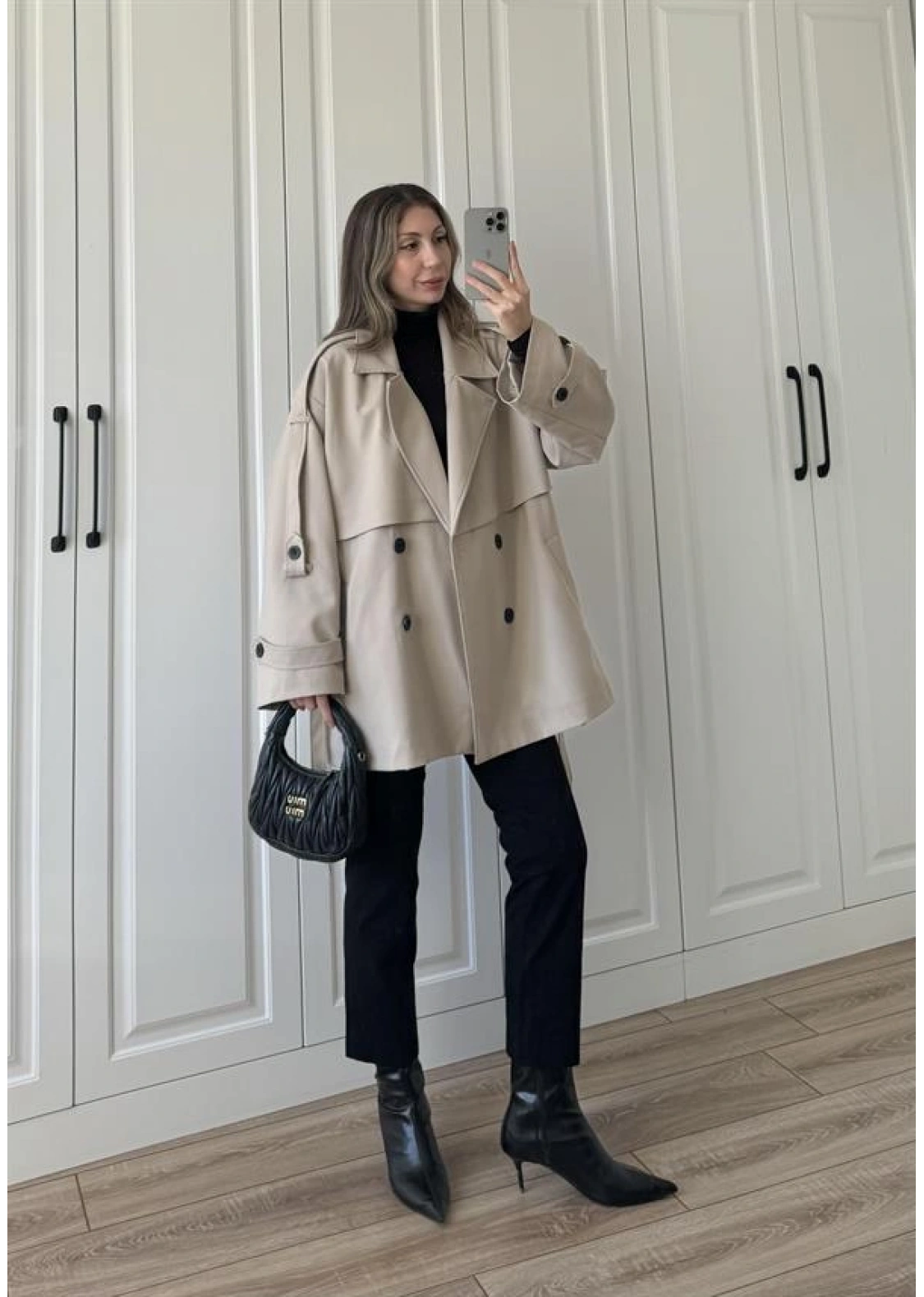 Rose Oversize Kuşaklı Taş Trençkot