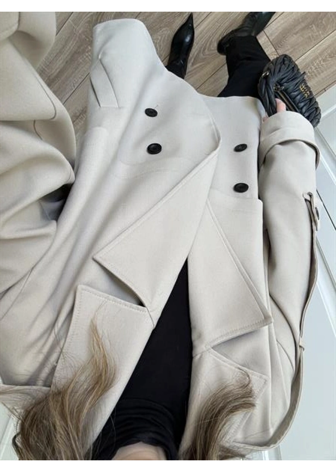 Rose Oversize Kuşaklı Taş Trençkot