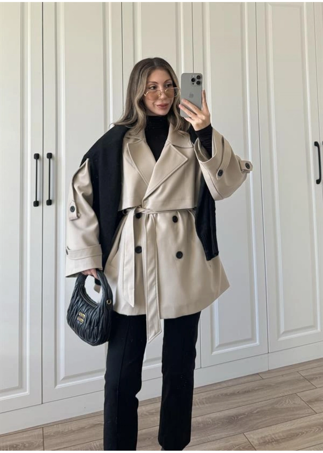 Rose Oversize Kuşaklı Taş Trençkot