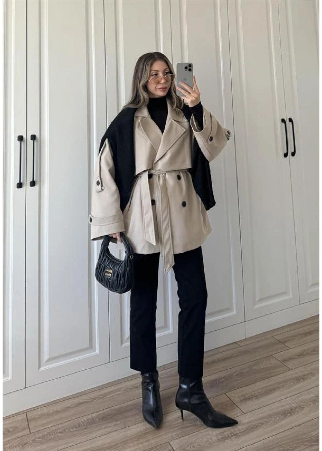 Rose Oversize Kuşaklı Taş Trençkot