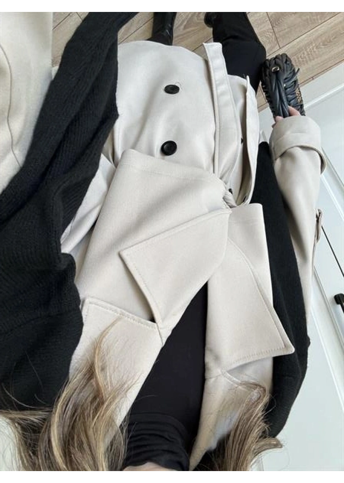 Rose Oversize Kuşaklı Taş Trençkot