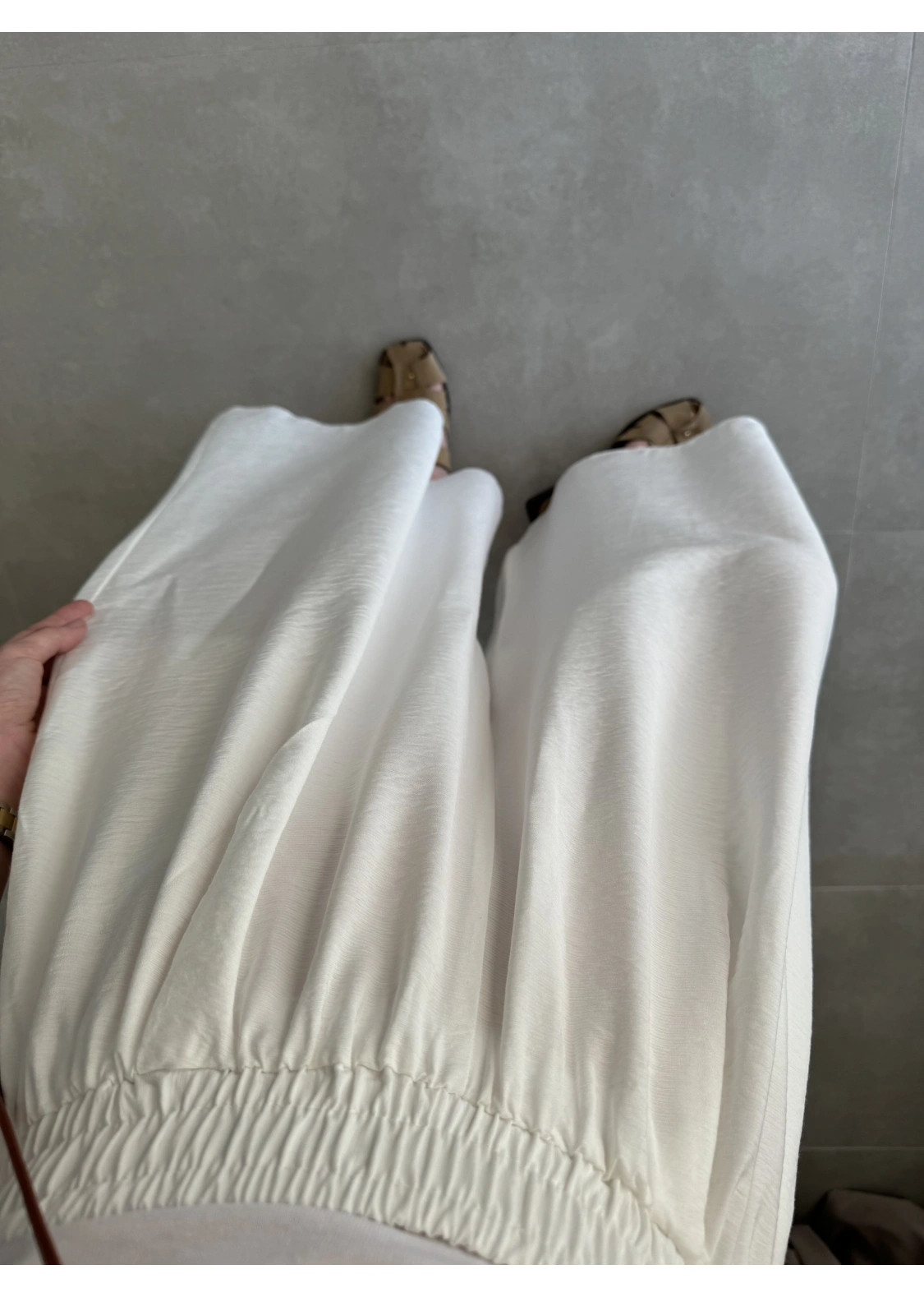 Rove Tensel Beli Lastikli Beyaz Etek Pantolon