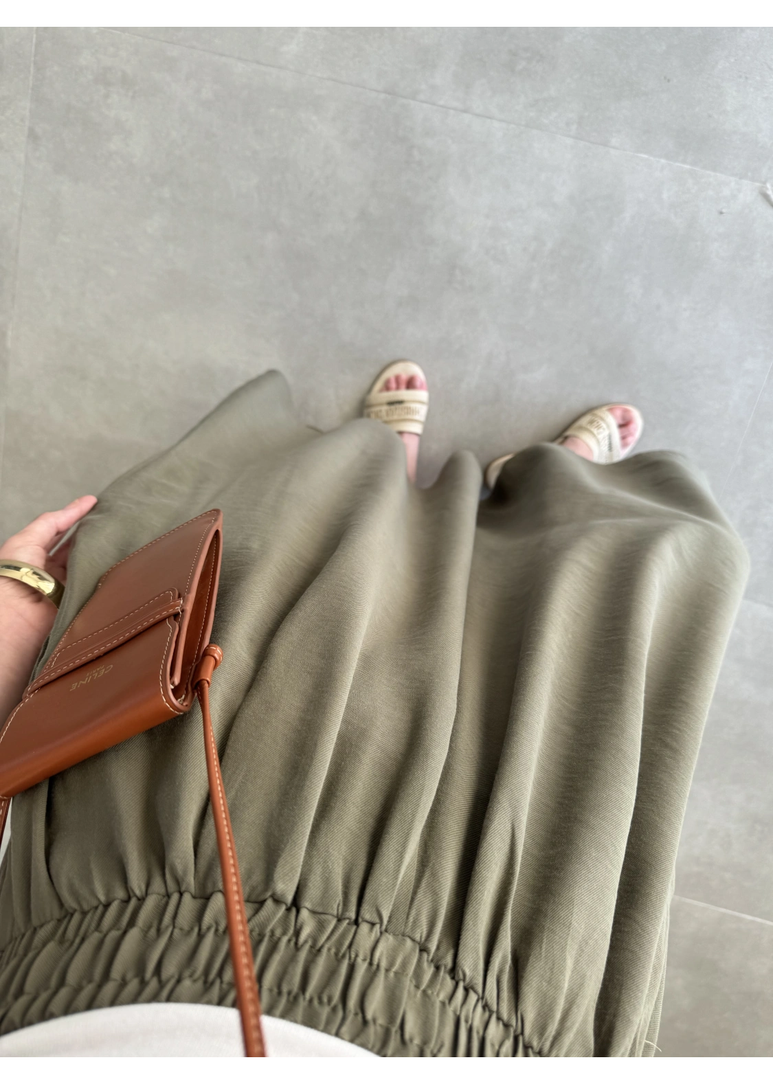 Rove Tensel Beli Lastikli Haki Etek Pantolon