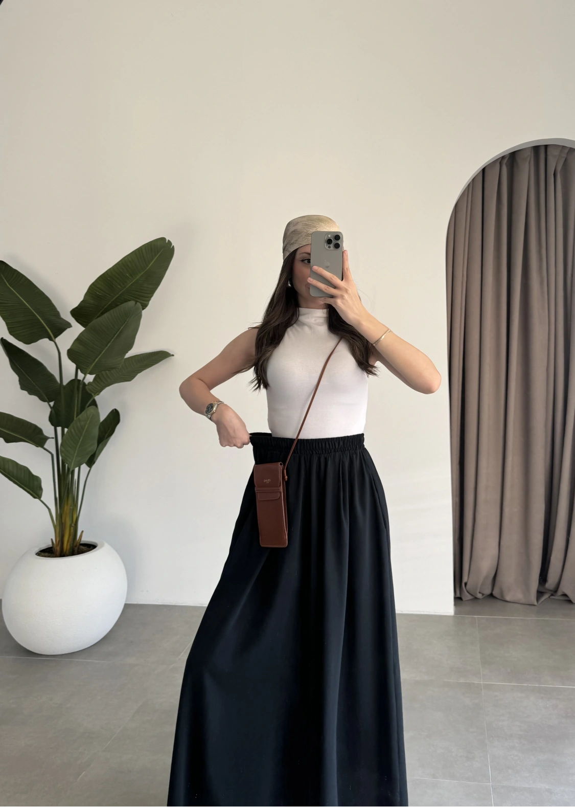 Rove Tensel Beli Lastikli Siyah Etek Pantolon