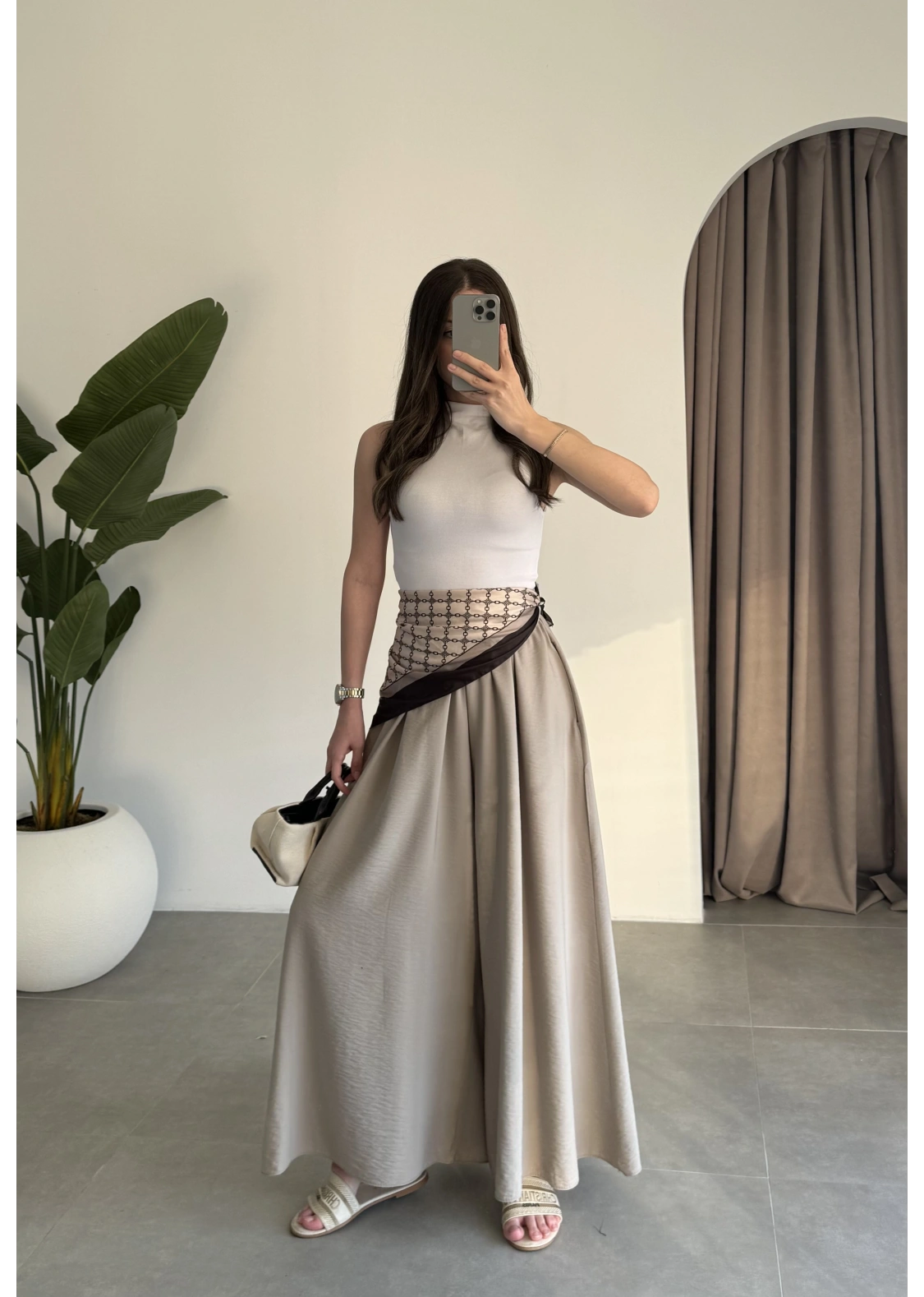 Rove Tensel Beli Lastikli Vizon Etek Pantolon