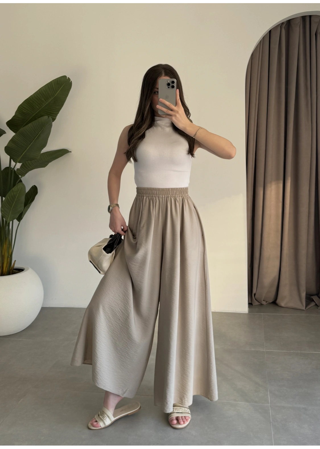Rove Tensel Beli Lastikli Vizon Etek Pantolon