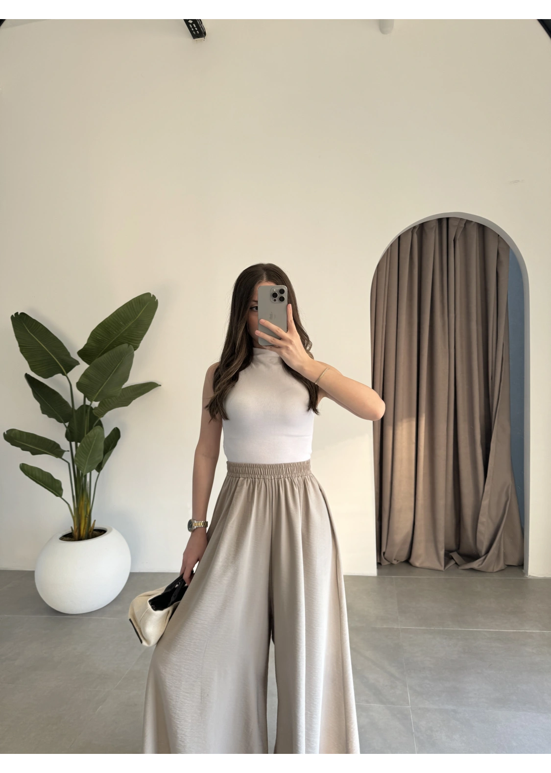 Rove Tensel Beli Lastikli Vizon Etek Pantolon