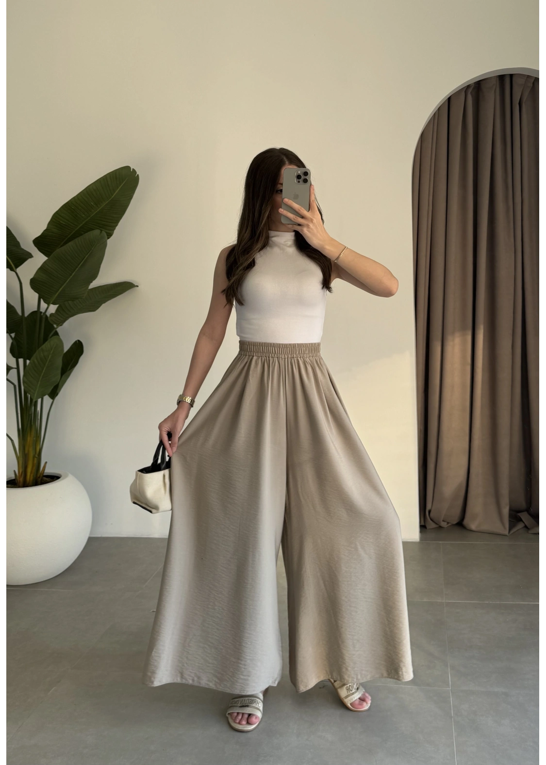 Rove Tensel Beli Lastikli Vizon Etek Pantolon