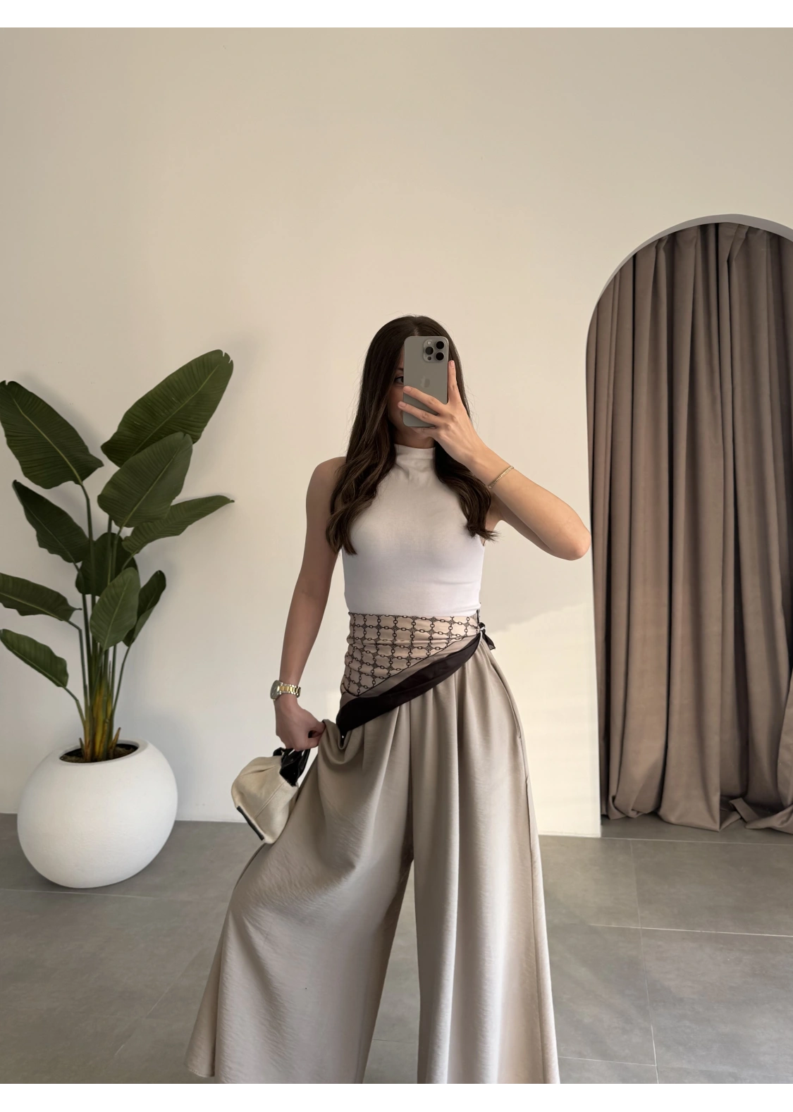 Rove Tensel Beli Lastikli Vizon Etek Pantolon