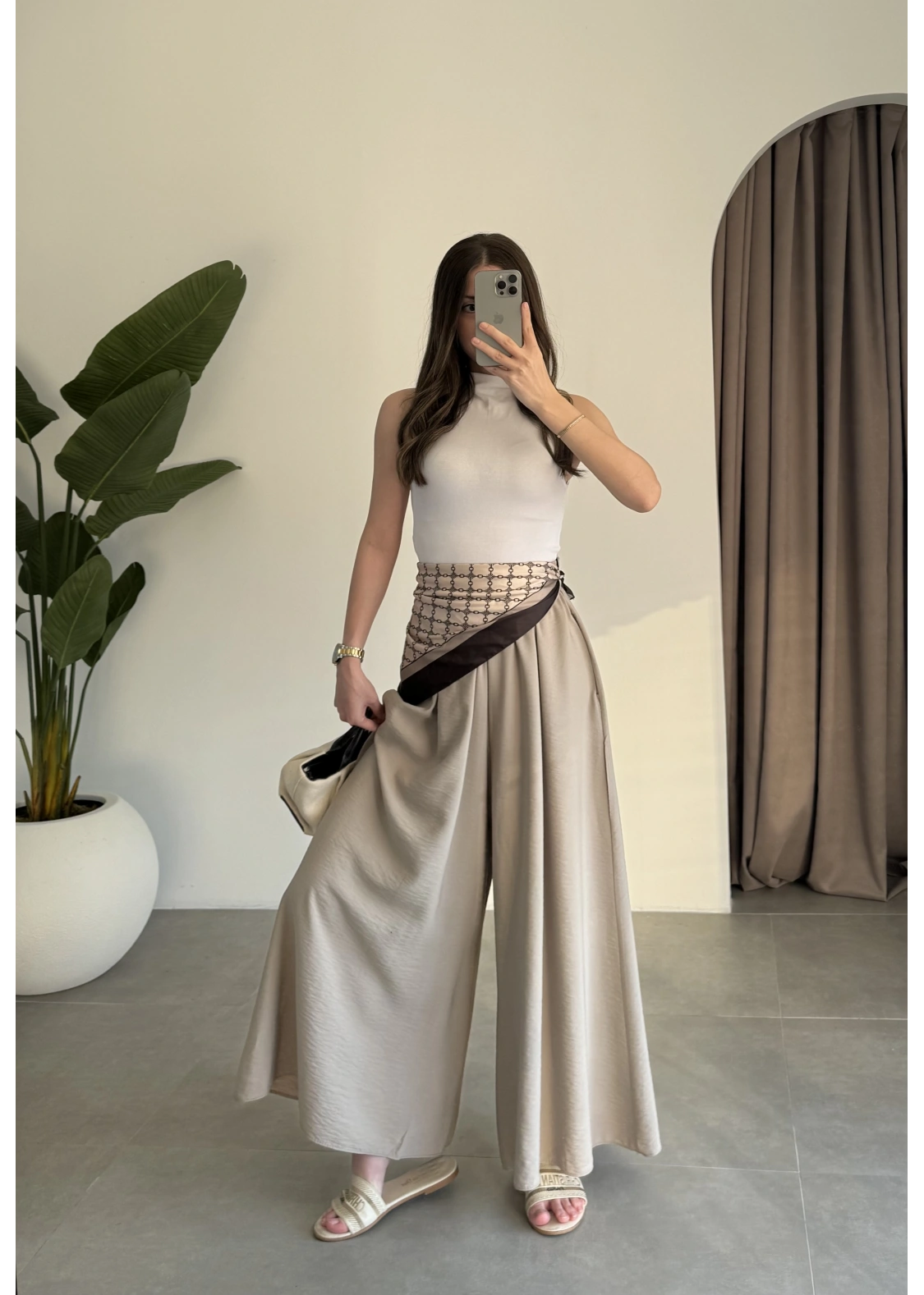 Rove Tensel Beli Lastikli Vizon Etek Pantolon