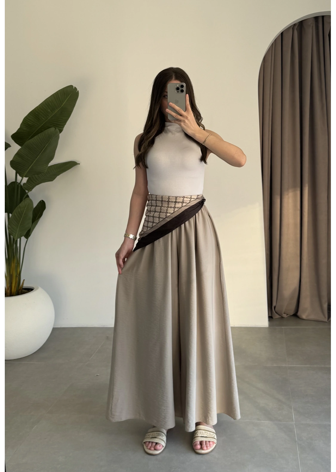 Rove Tensel Beli Lastikli Vizon Etek Pantolon