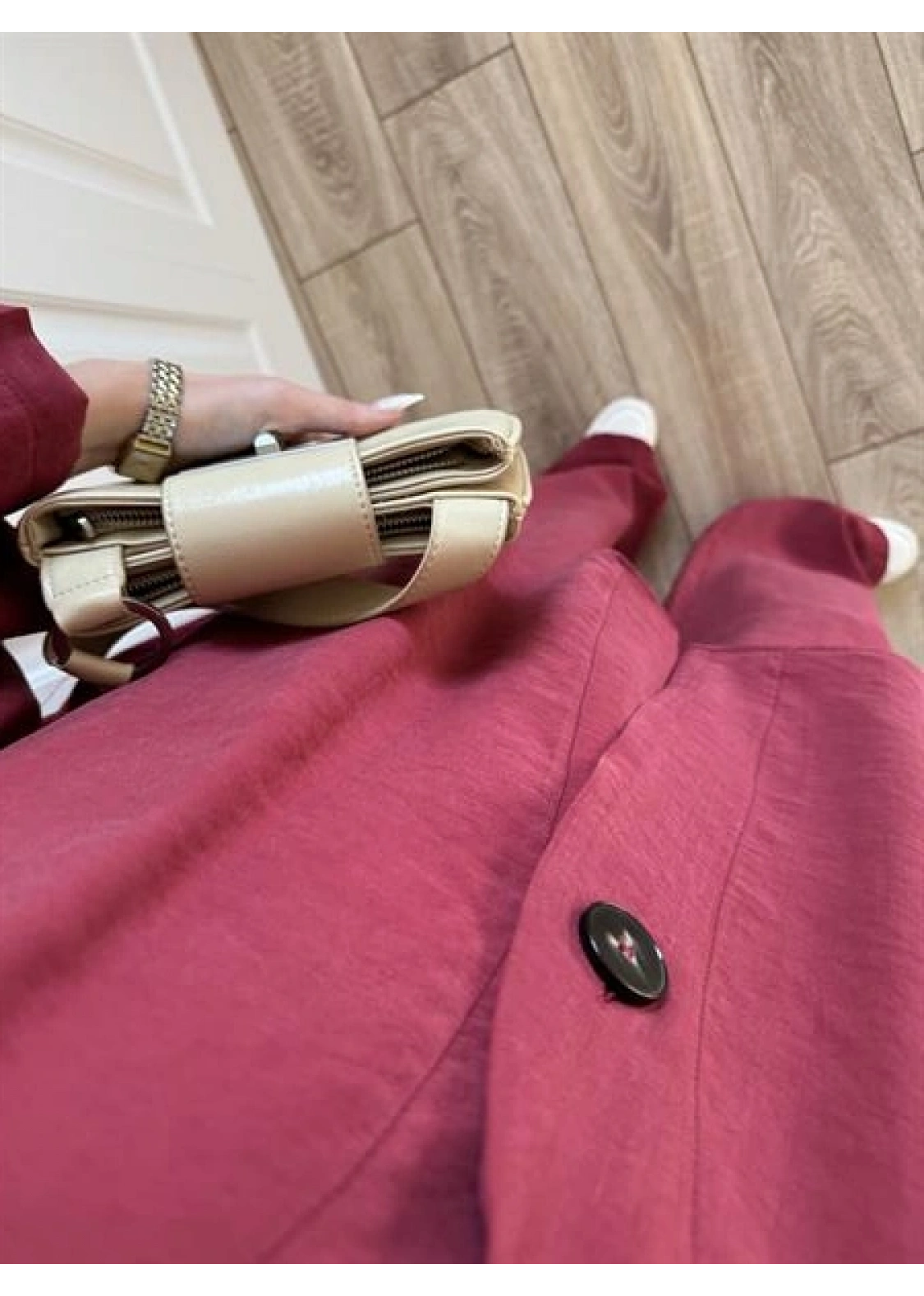 Safir Tek Düğmeli Tensel Oversize Bordo Takım
