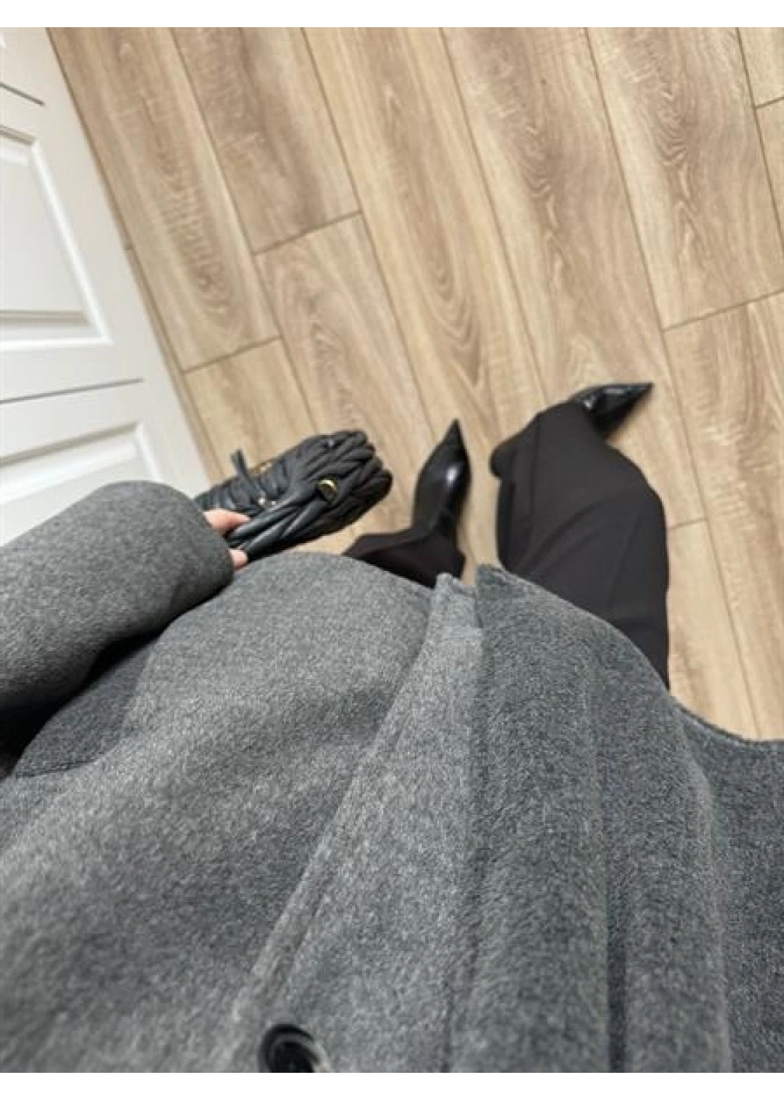 Şal Atkılı Antrasit Kaşe Ceket