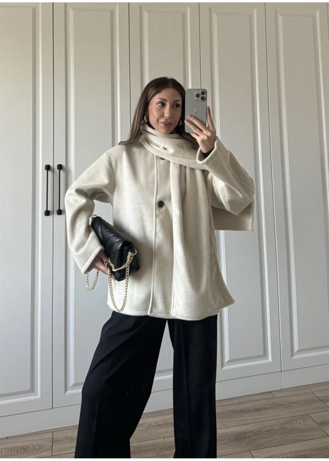 Şal Atkılı Taş Kaşe Ceket