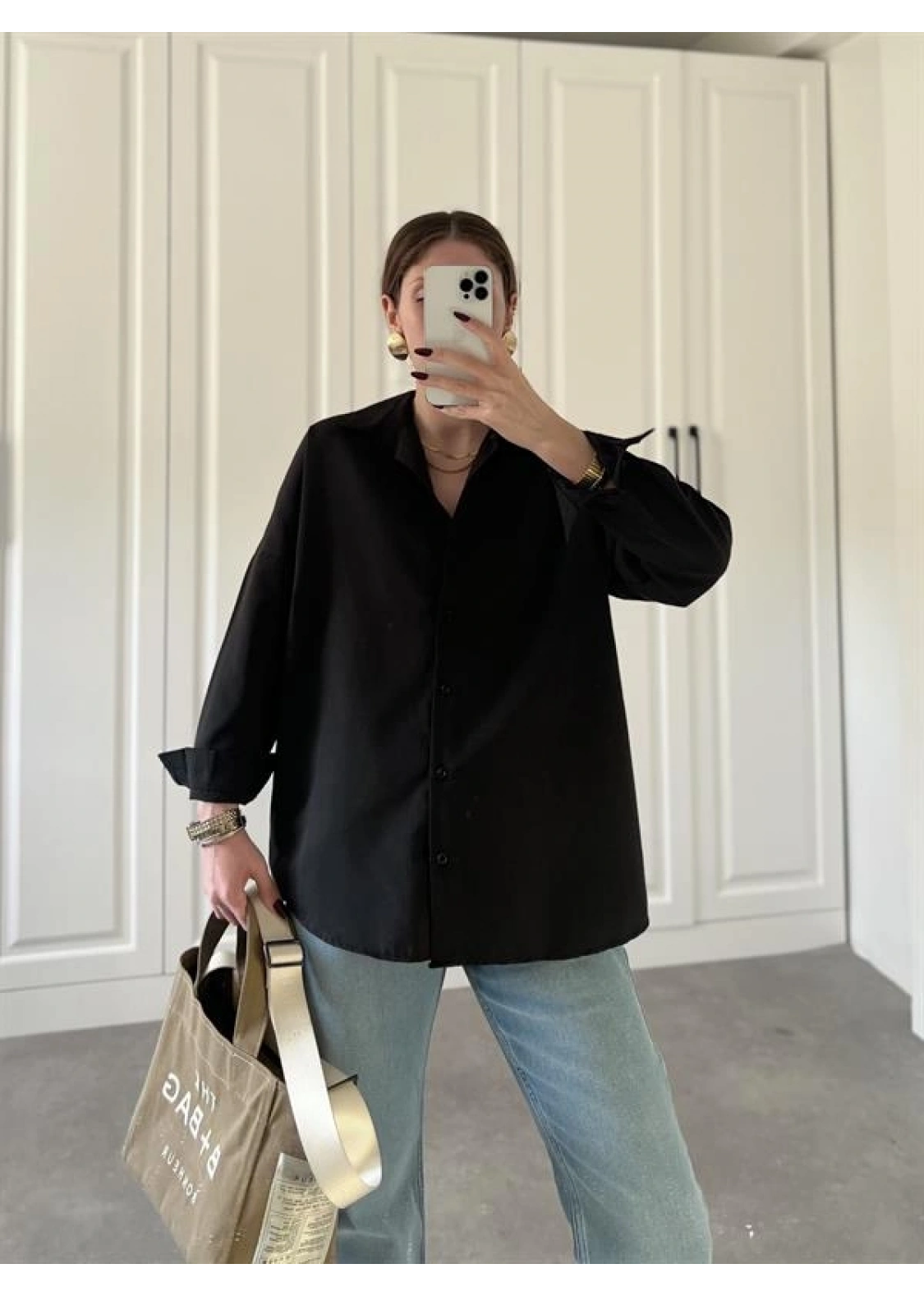 Siyah Basic Poplin Gömlek