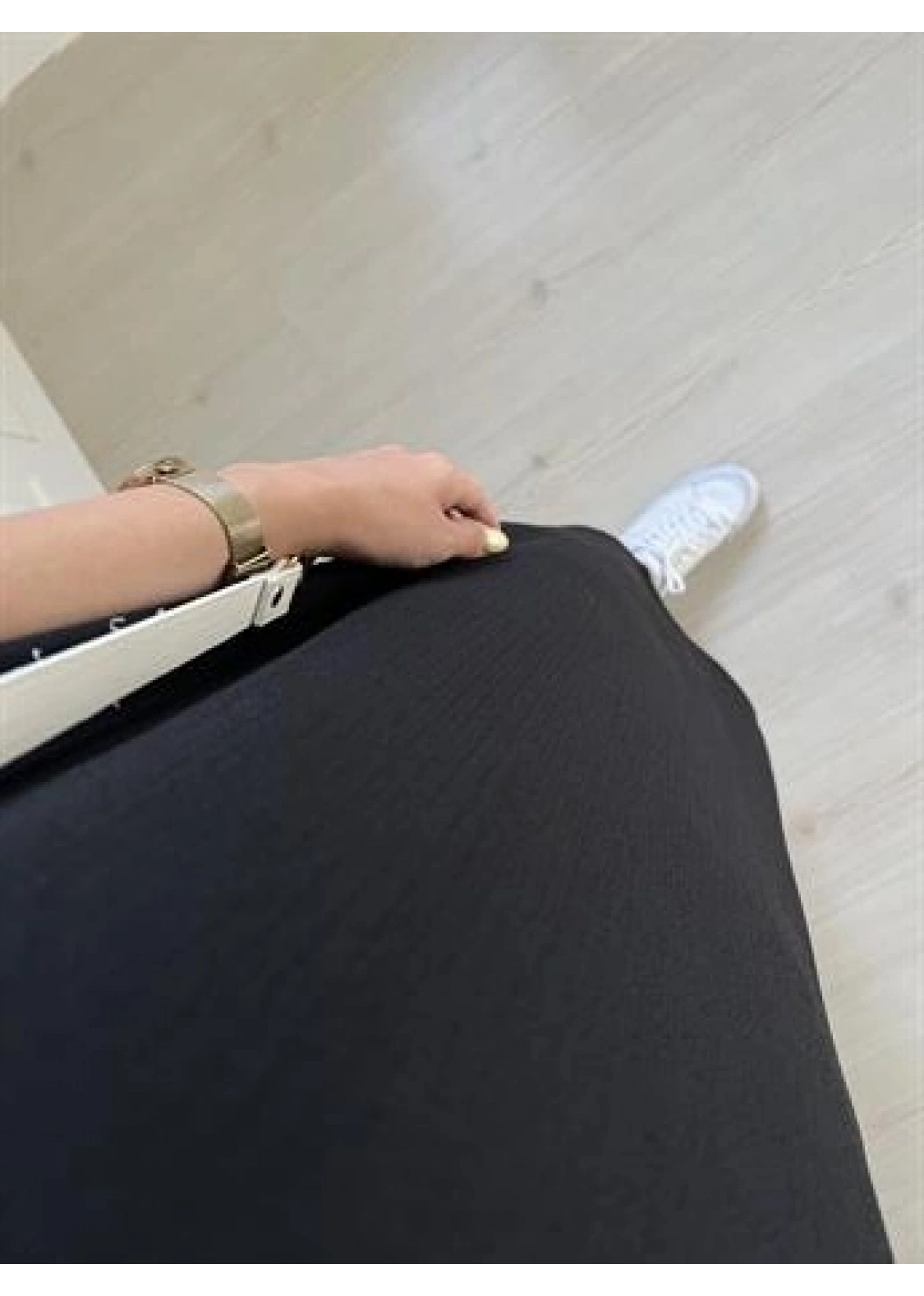 Siyah Krinkıl Basic Elbise