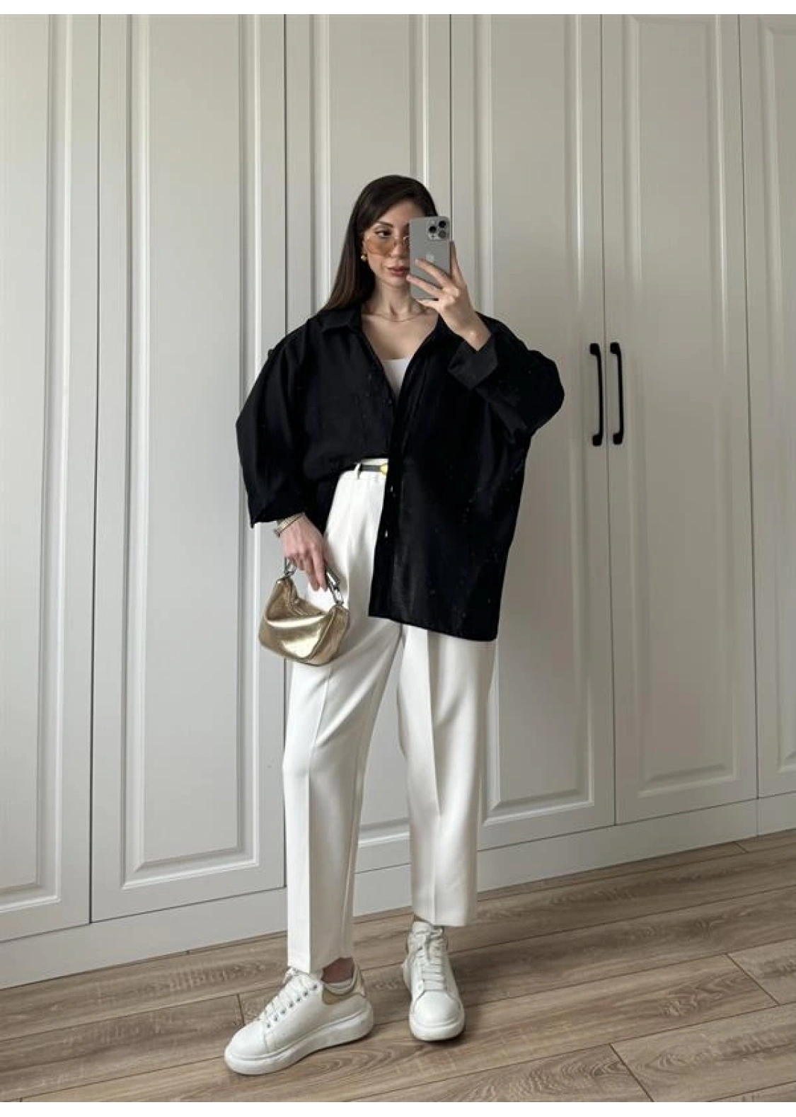 Siyah Oversize Tensel Gömlek