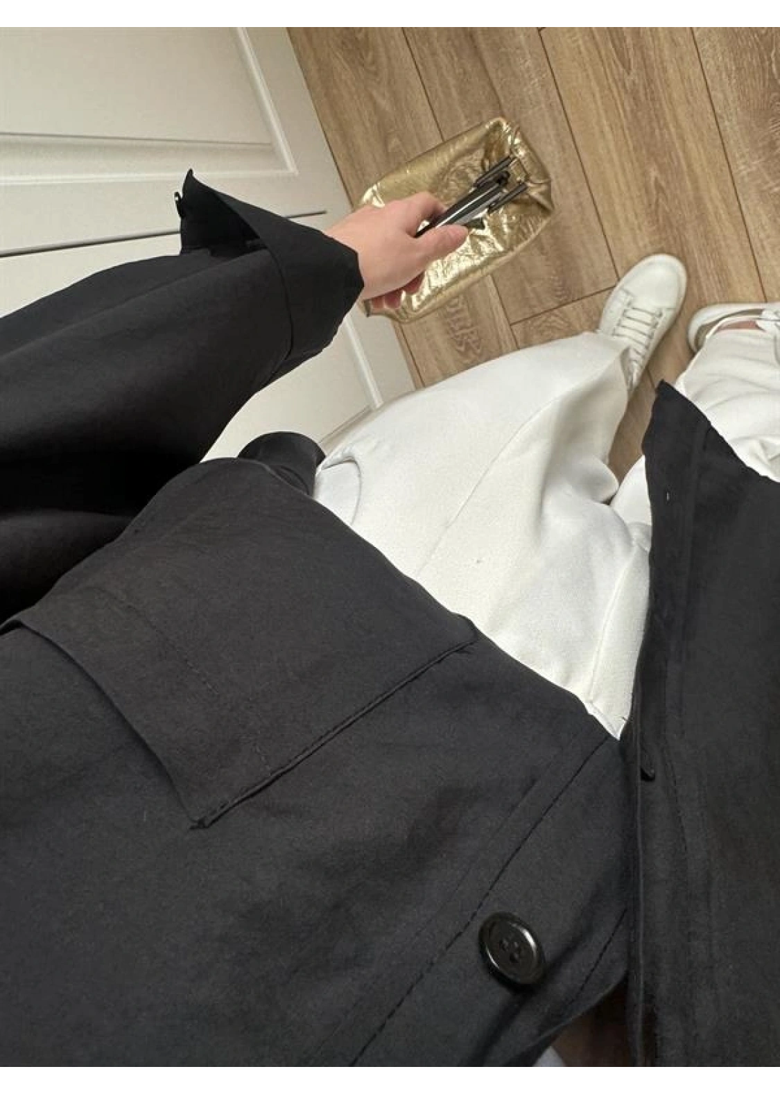 Siyah Oversize Tensel Gömlek