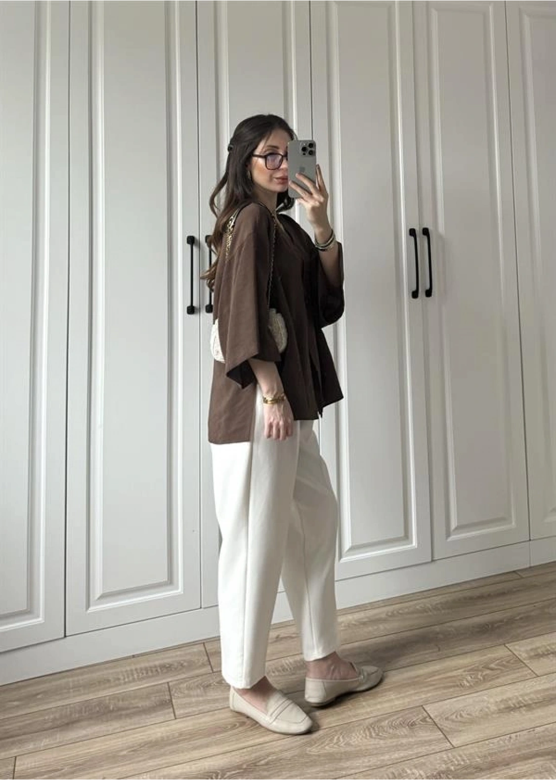 Sofi Düğmeli Oversize Kahve Tensel Gömlek Bluz