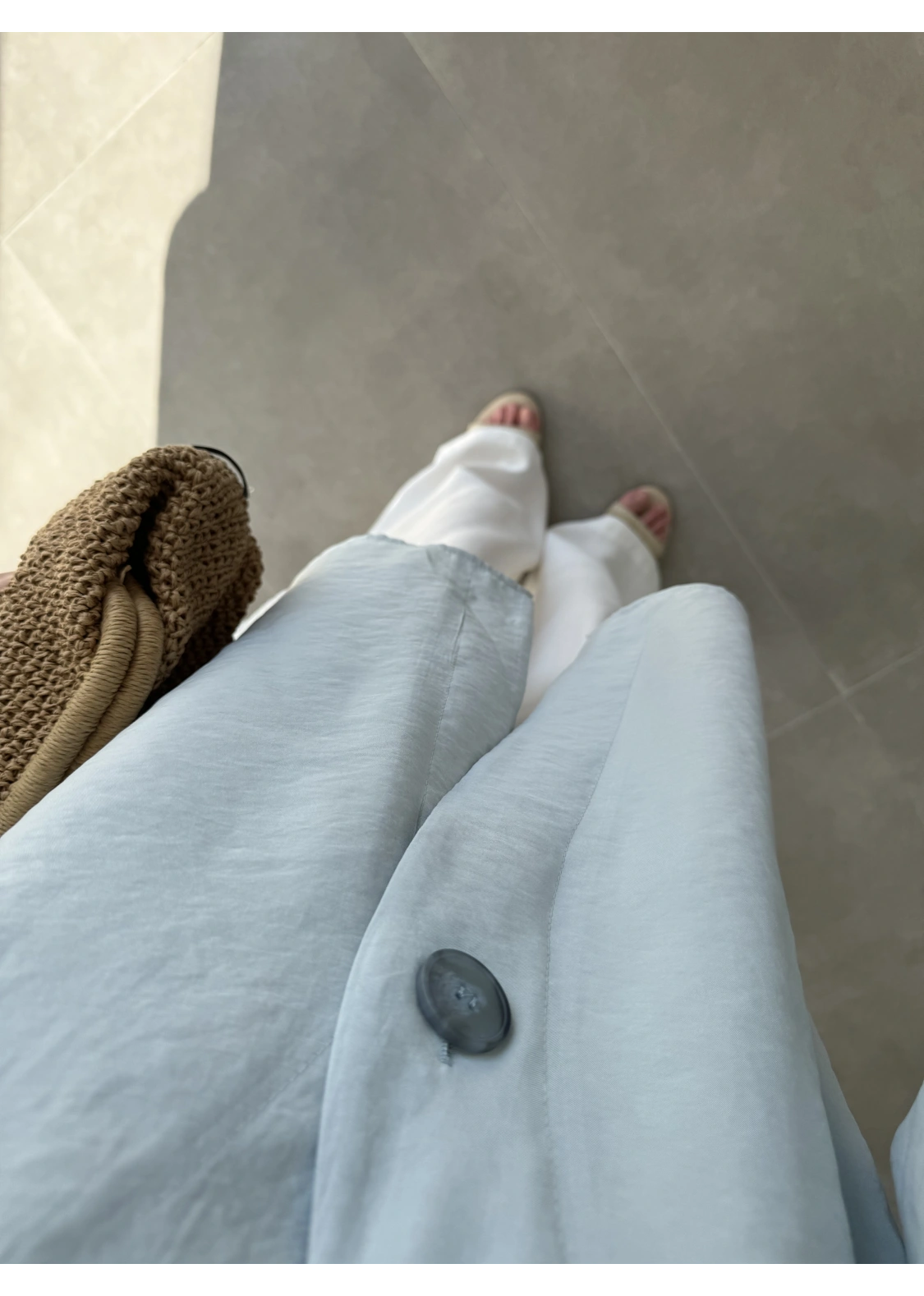 Sofi Tek Düğme Oversize Tensel Bebe Mavi Gömlek