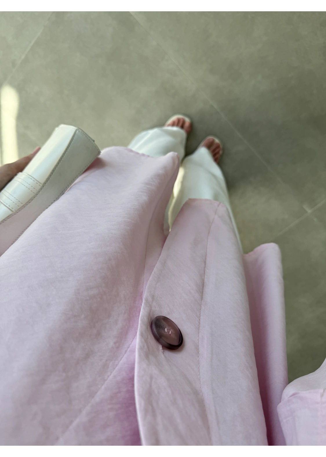 Sofi Tek Düğme Oversize Tensel Pembe Gömlek