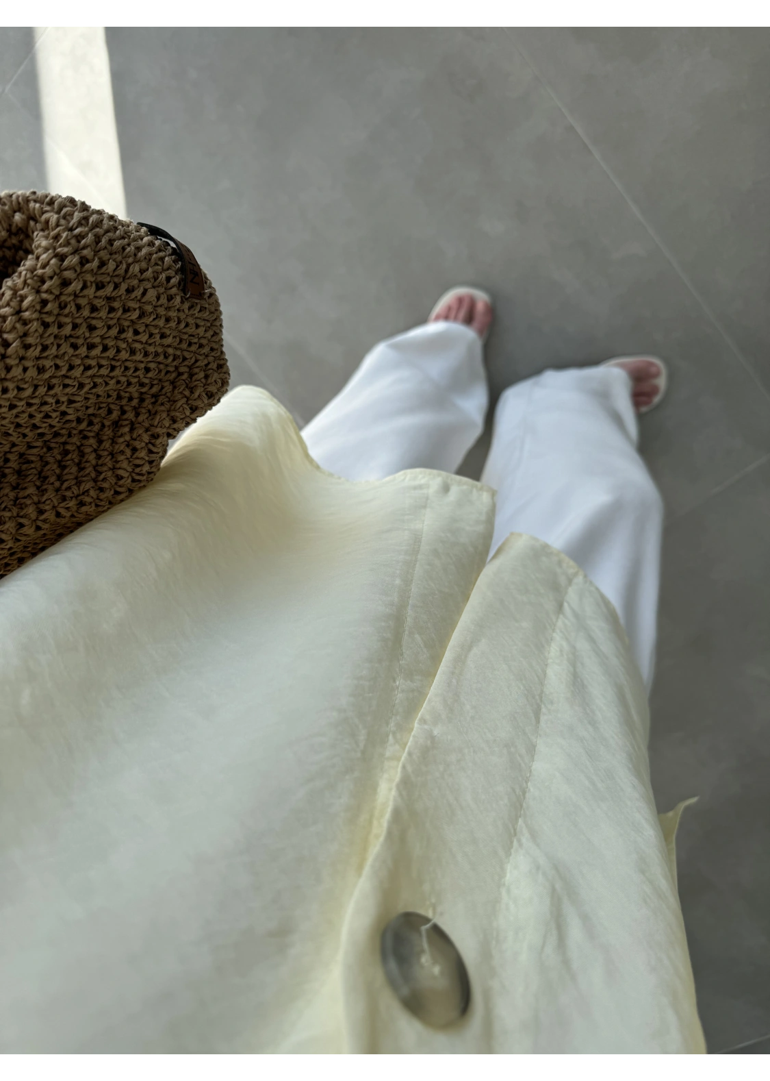 Sofi Tek Düğme Oversize Tensel Sarı Gömlek