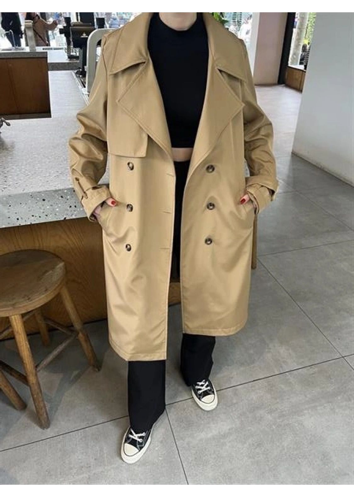 Stradi Model Camel Astarlı Uzun Trençkot