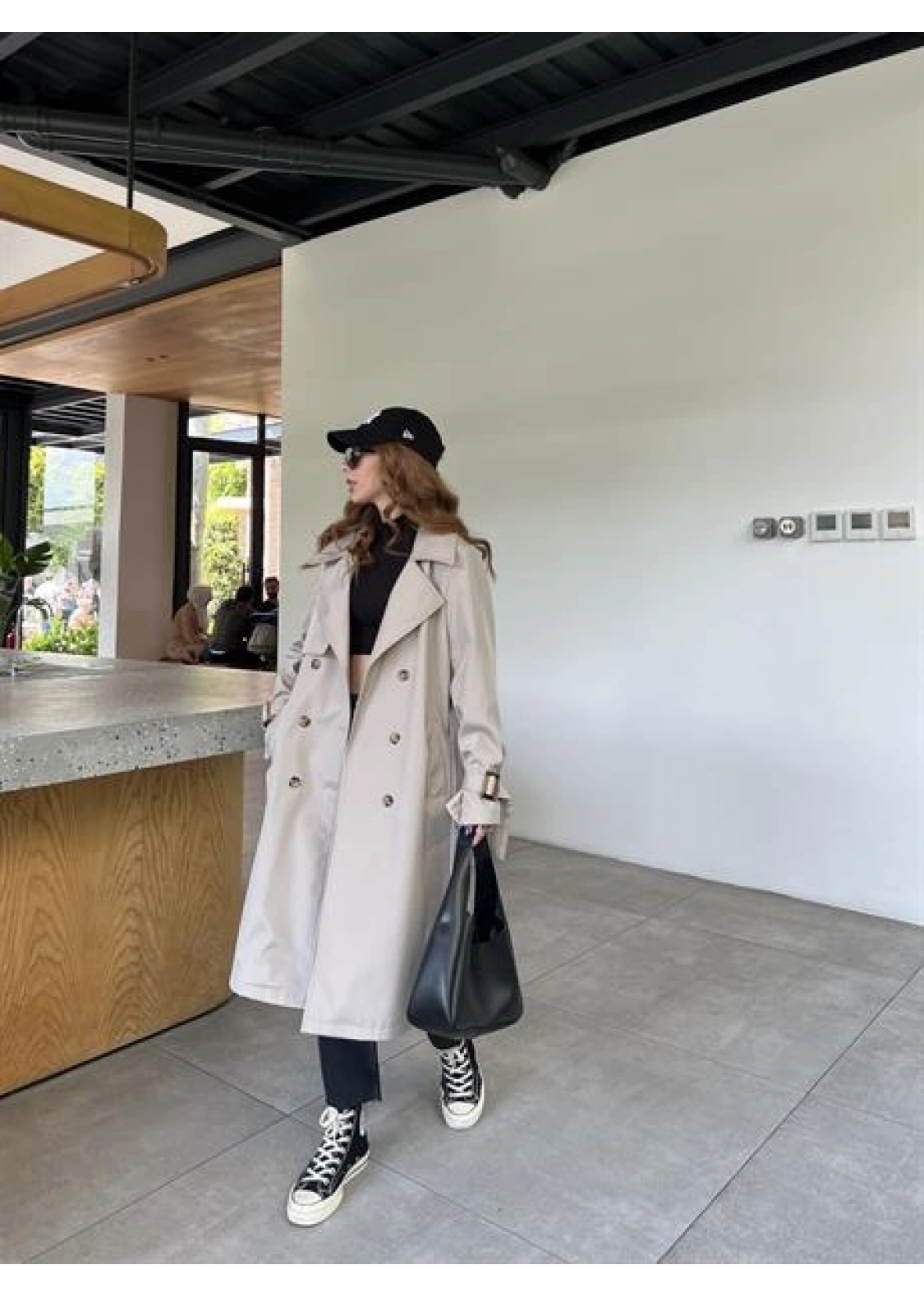 Stradi Model Gri Astarlı Uzun Trençkot
