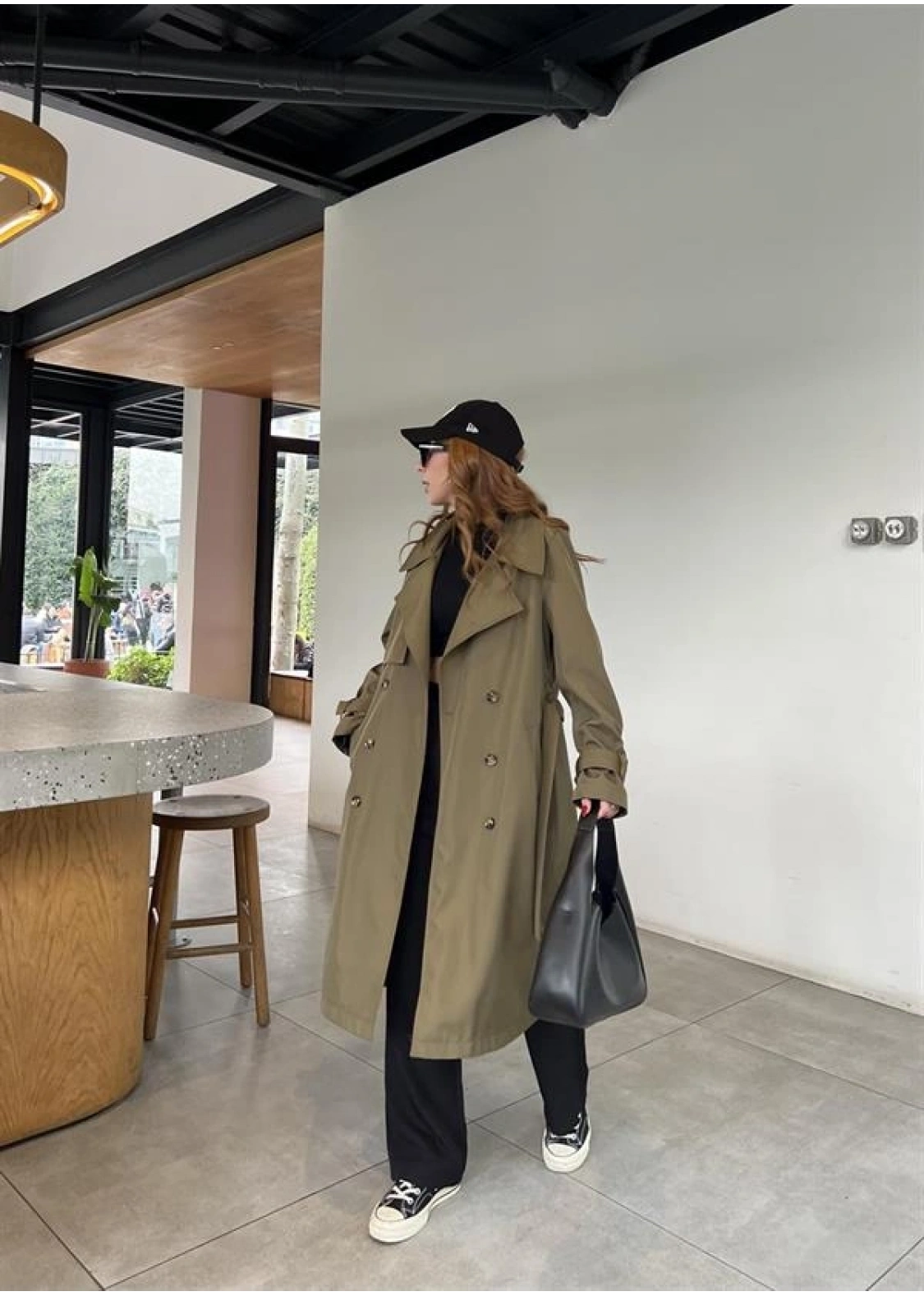 Stradi Model Haki Astarlı Uzun Trençkot