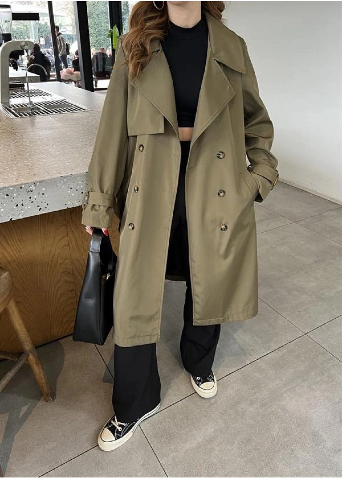 Stradi Model Haki Astarlı Uzun Trençkot