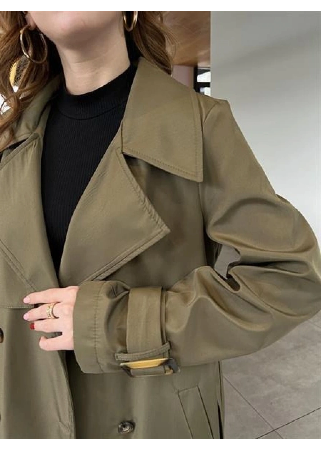 Stradi Model Haki Astarlı Uzun Trençkot