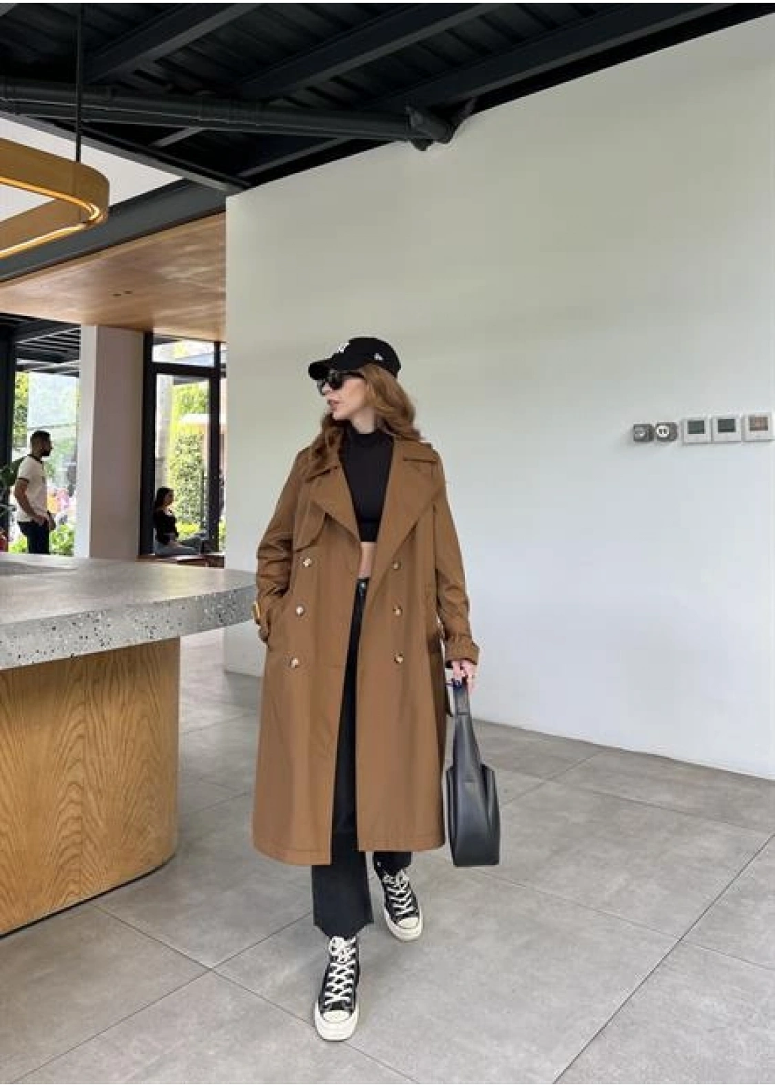 Stradi Model Kahve Astarlı Uzun Trençkot