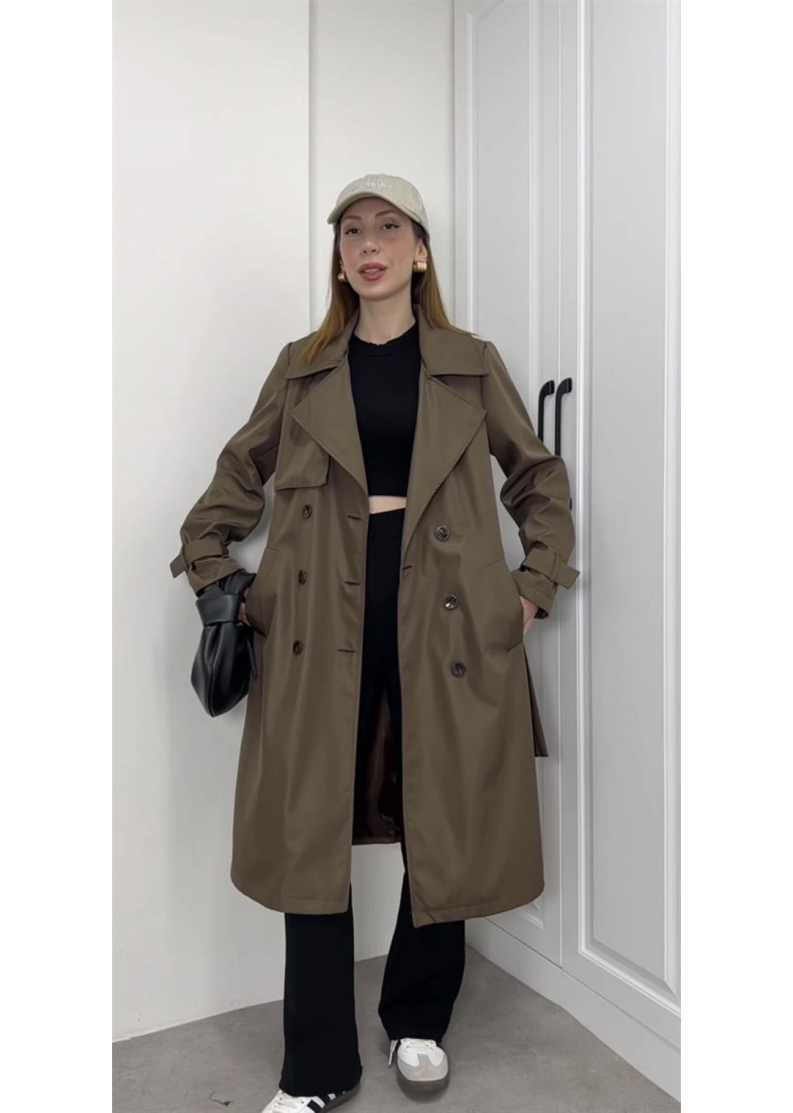 Stradi Model Kahve Astarlı Uzun Trençkot