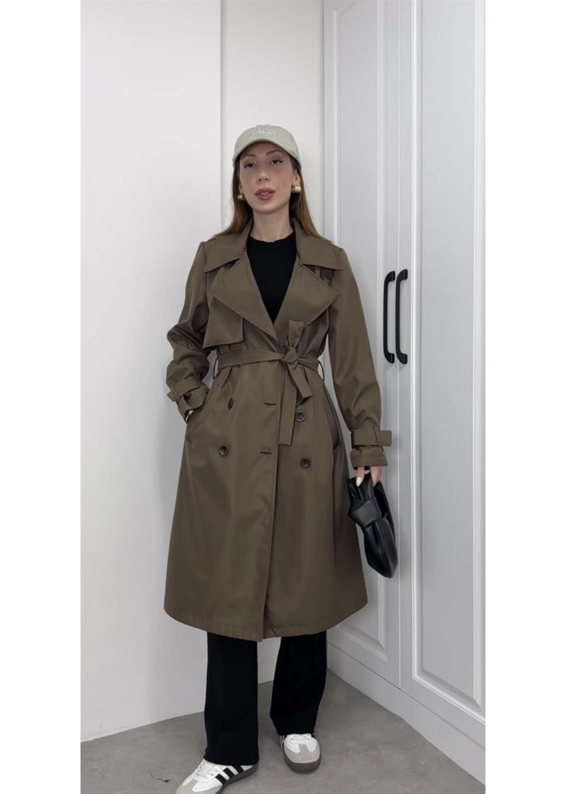 Stradi Model Kahve Astarlı Uzun Trençkot