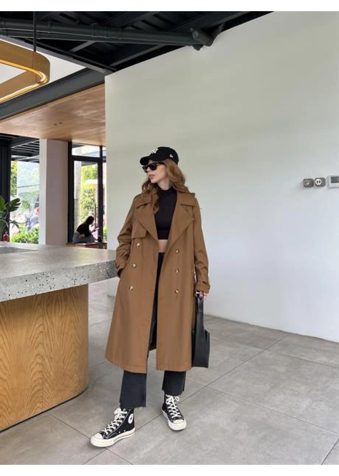 Stradi Model Kahve Astarlı Uzun Trençkot