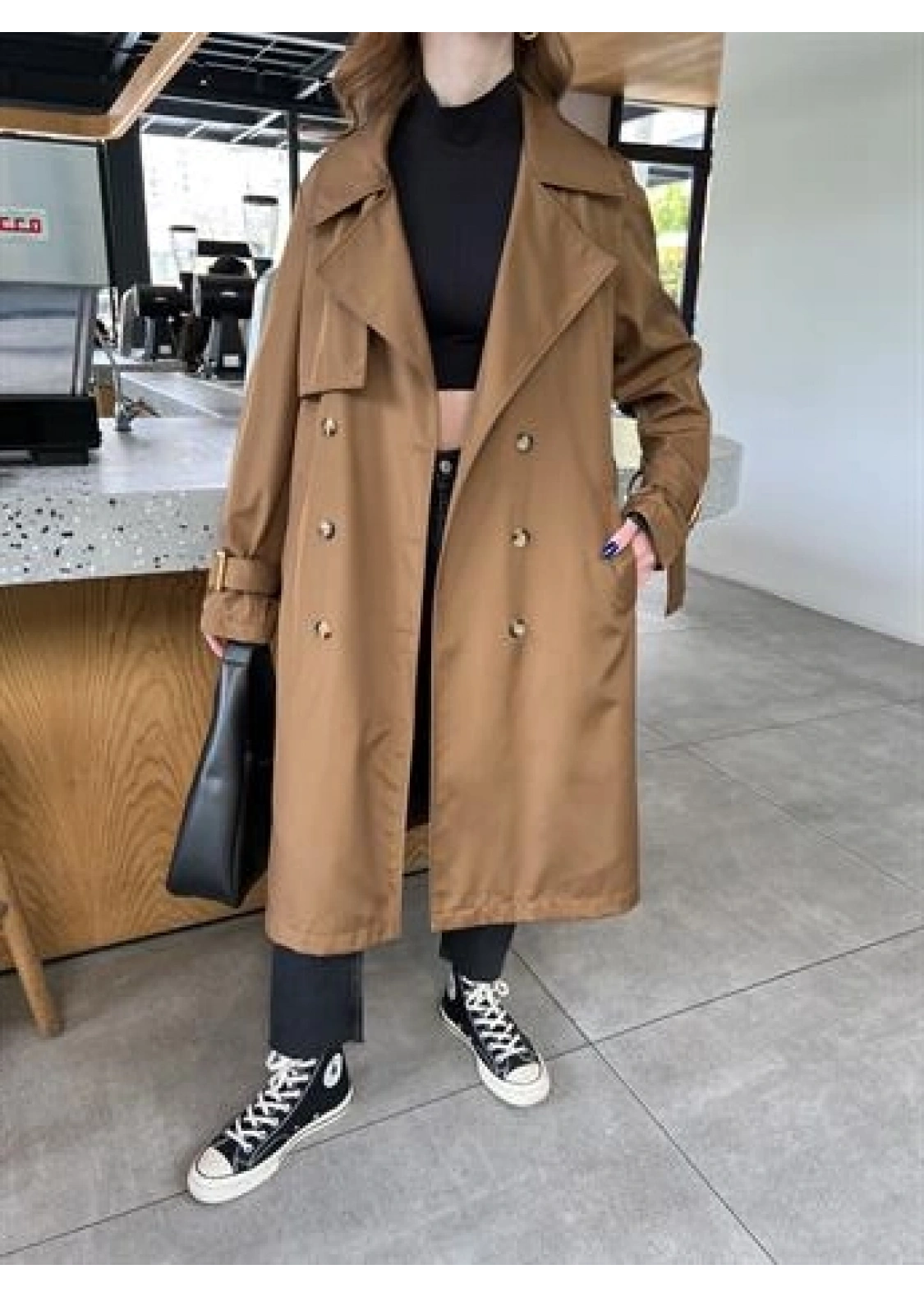 Stradi Model Kahve Astarlı Uzun Trençkot