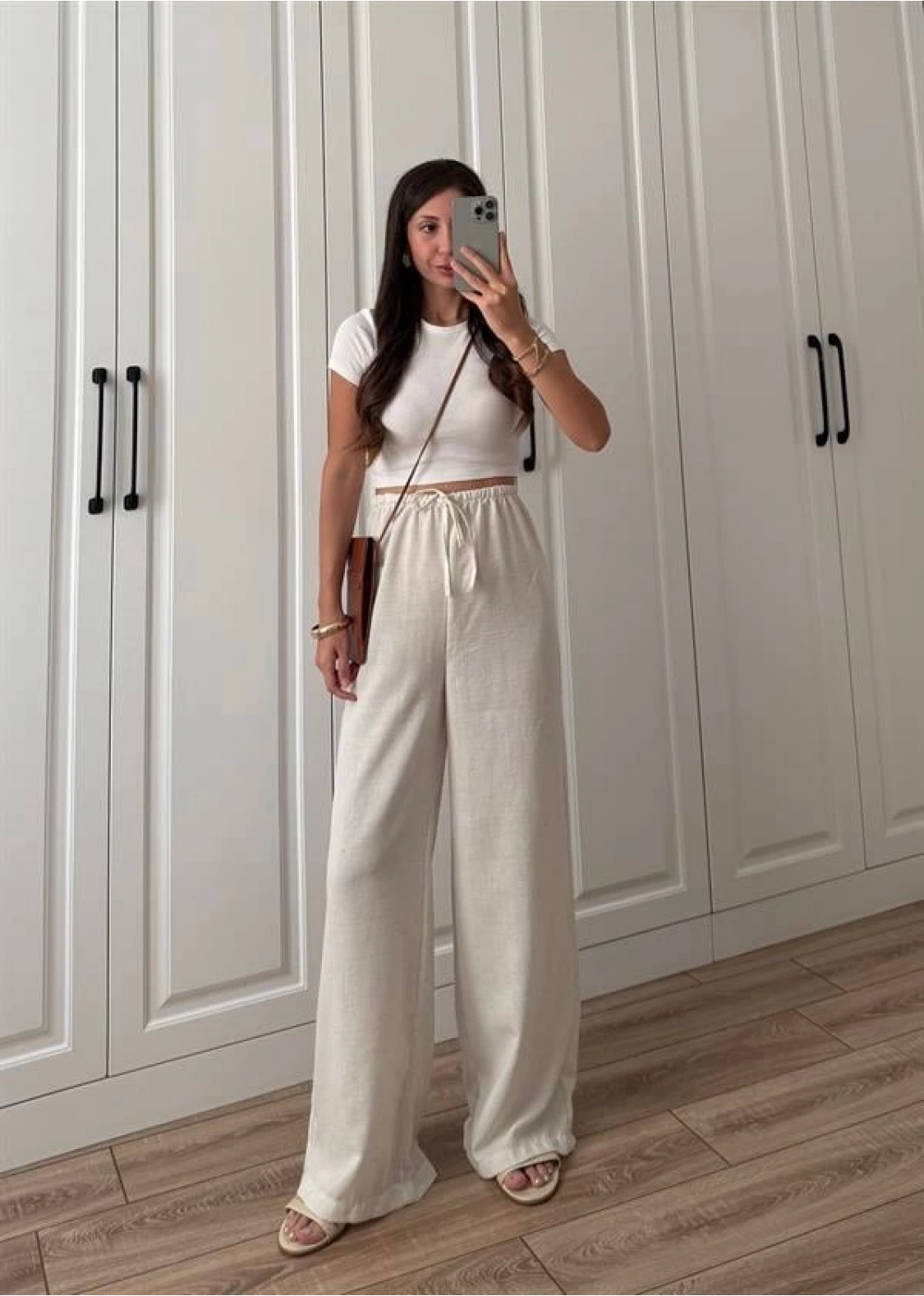 Stradi Model Keten Beyaz Palazzo Pantolon