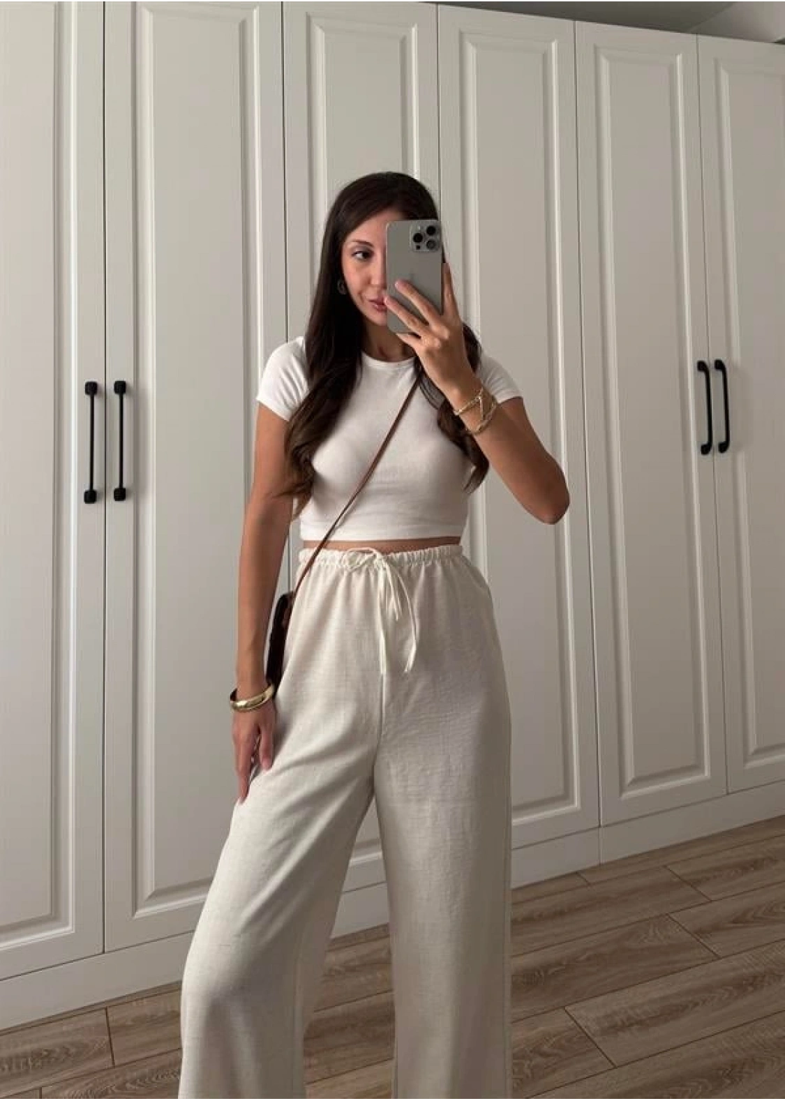 Stradi Model Keten Beyaz Palazzo Pantolon